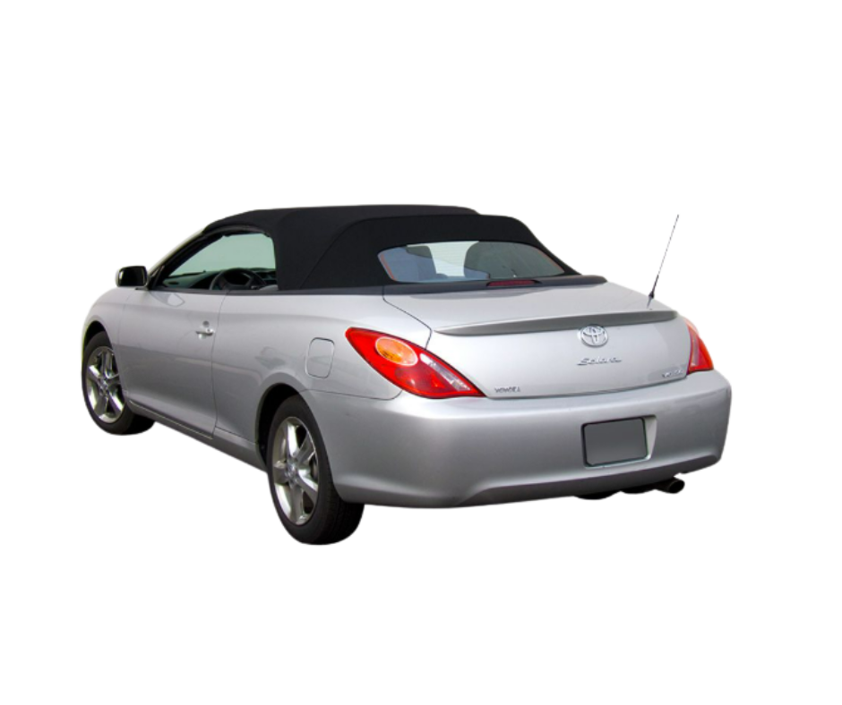 2004-2009 Toyota Solara Black Stayfast Cloth Convertible Top w/Rear Tinted Glass Defroster Binding & Gutters are Black