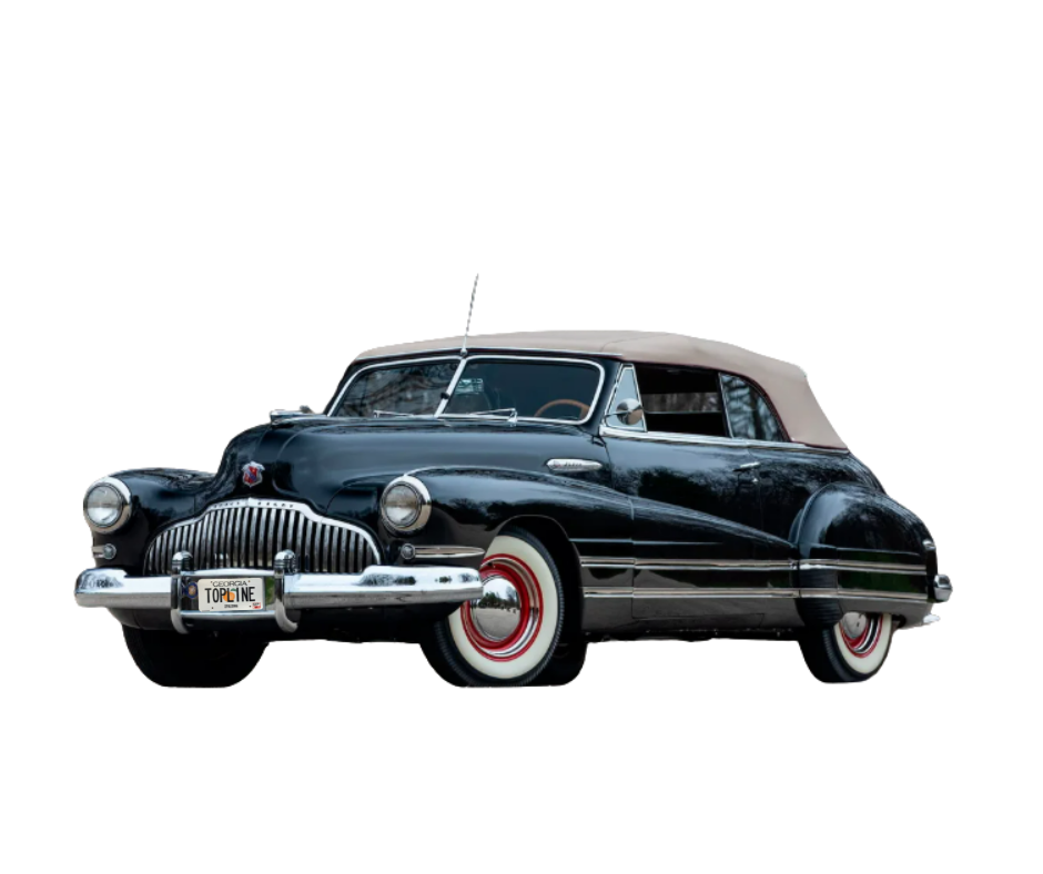1942, 1946-1948 Buick Special, Chevrolet Fleetmaster, Oldsmobile 60 Series, Pontiac Torpedo Six Coupe Black/Black Pinpoint Vinyl Convertible Top with Rear Plastic Window Horseshoe Zipper(Valance)