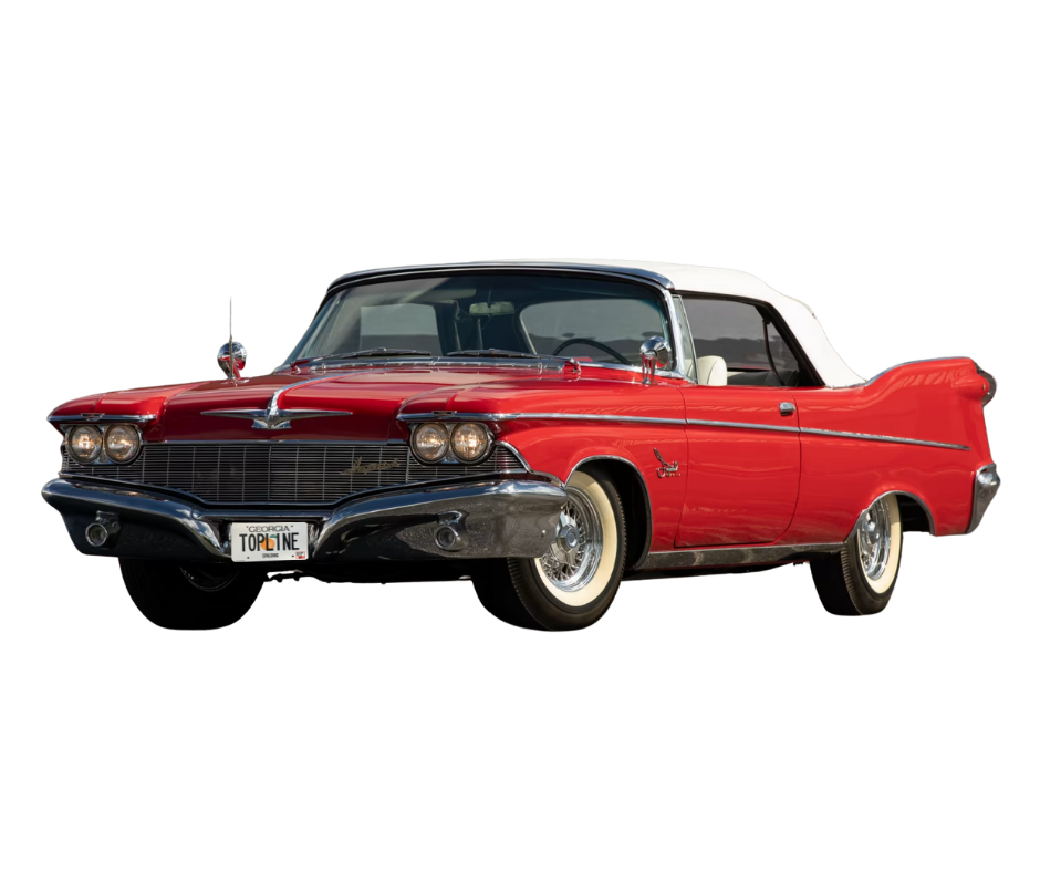 1960-1961 Chrysler Imperial Crown, Black/Black Pinpoint Vinyl Convertible Top with Rear Plastic Window w/ Brass Horseshoe Zipper(Valance)