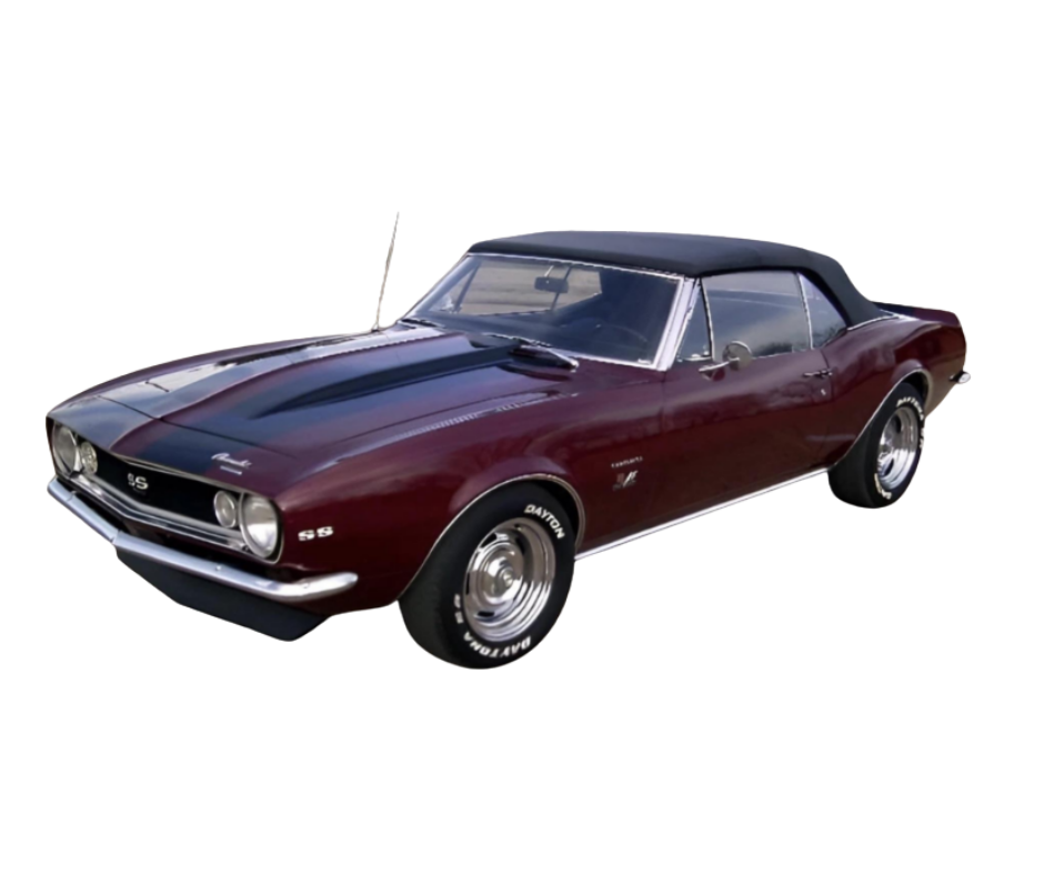 1967-1969 Chevrolet Camaro/Pontiac Firebird Black Stayfast Cloth Convertible Top w/Plastic Window W Zipper non original