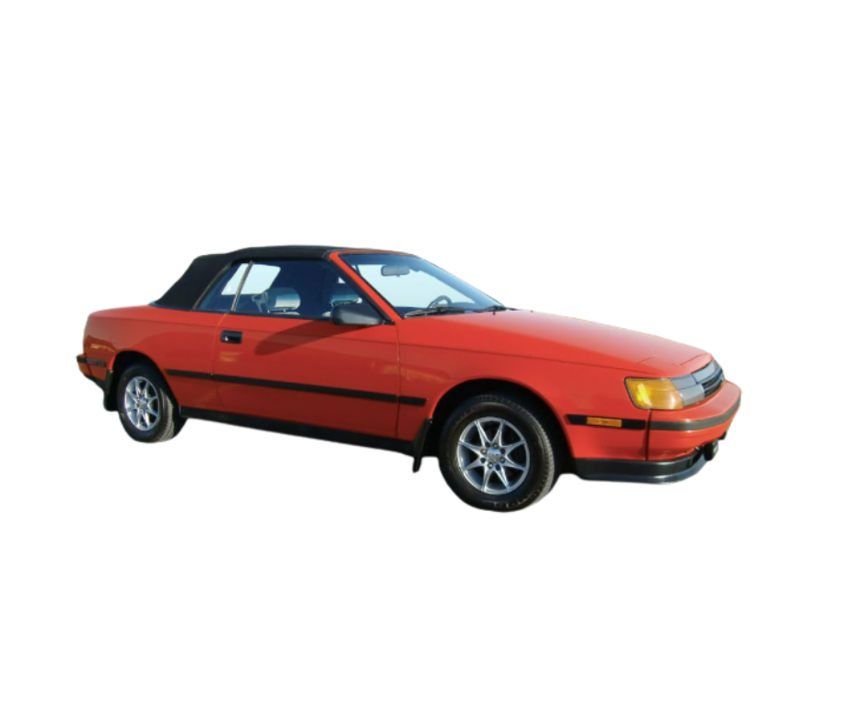 1987-1990 Toyota Celica Beige/BLK Stayfast Cloth Convertible Top w/Rear Plastic Window