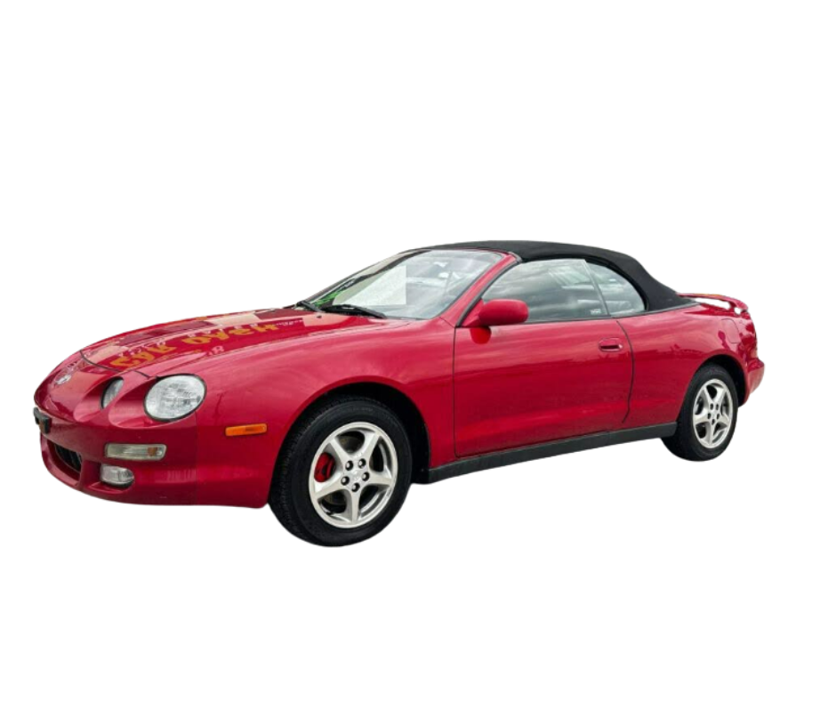 1995-1999 Toyota Celica Beige/Black Stayfast Cloth Convertible Top w/Rear Tinted Defroster Glass