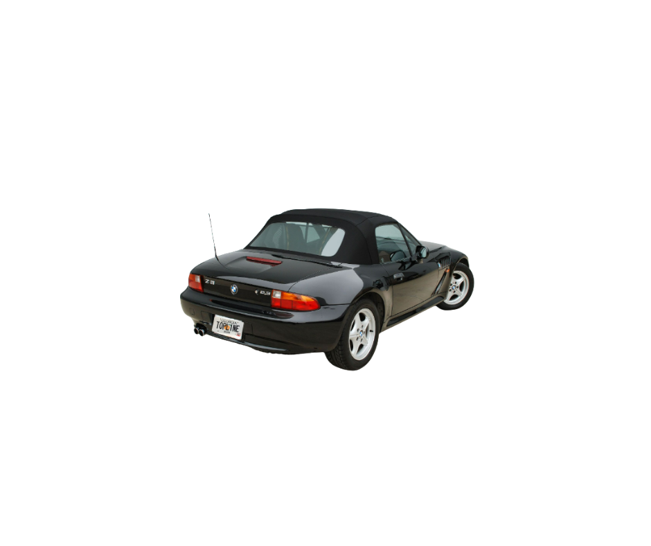 1996-2002 BMW Z3 Black Stayfast Cloth Convertible Top w/Green Tinted Plastic Window and Rain Gutters