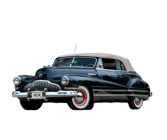 1942, 1946-1948 Buick Special, Chevrolet Fleetmaster, Oldsmobile 60 Series, Pontiac Torpedo Six Coupe Black/Black Pinpoint Vinyl Convertible Top with Rear Plastic Window Horseshoe Zipper(Valance)