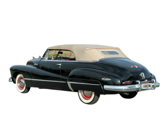 1942, 1946-1948 Buick 56C Super, 76C Roadmaster, 1942, 1946-1947 Cadillac Series 62 Beige/Black Stayfast Cloth Convertible Top with Rear Plastic Window Horseshoe Zipper(Valance)