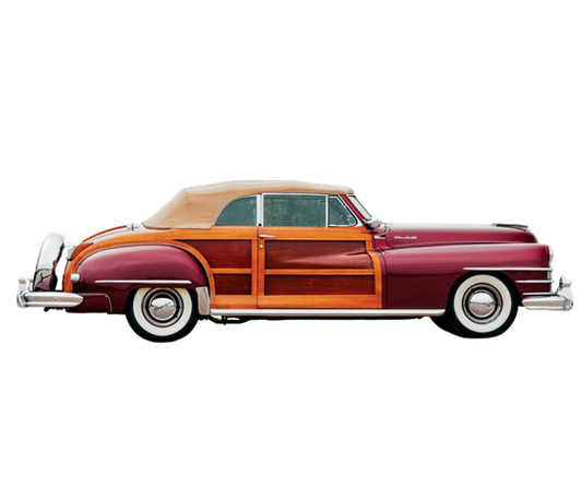 1946-1948 Chrysler Town & Country, DeSoto Custom Coupe, Dodge Custom Coupe, Beige/Beige Stayfast Cloth Convertible Top with Rear Plastic Window w/ Horseshoe Zipper(Valance)