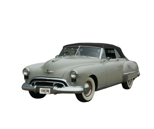 1949 Buick All Models, 1948-1949 Cadillac All Models, 1948-1949 Oldsmobile Dynamic/Futuramic 98, Beige/Black Stayfast Cloth Convertible Top with Rear Plastic Window Horseshoe Zipper(Valance)