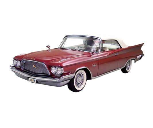 1960-1961 Chrysler 300, New Yorker, Newport, Windsor Black/Black Pinpoint Vinyl Convertible Top with Rear Plastic Window w/ Brass Horseshoe Zipper(Valance)