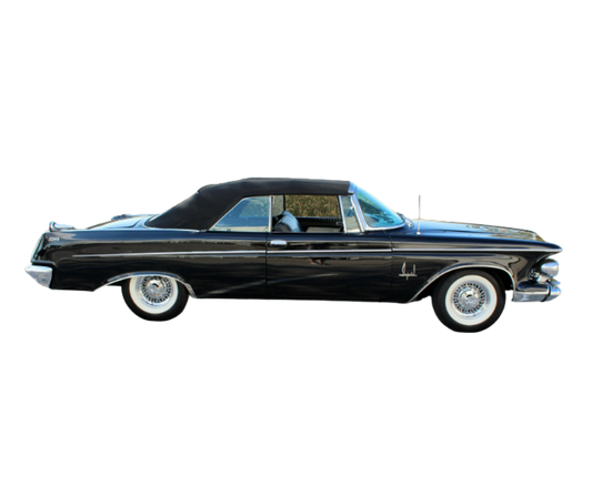 1964-1966 Chrysler Imperial Crown Black/Black Pinpoint Vinyl Convertible Top with Rear Plastic Window(Valance)
