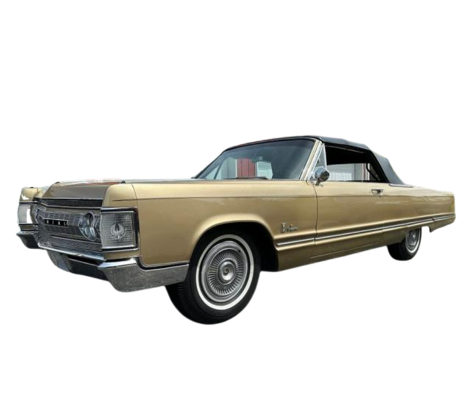1967-1968 Chrysler Imperial  White/Black Pinpoint Vinyl Convertible Top with Rear Tinted Glass