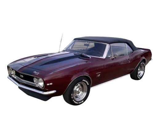 1967-1969 Chevrolet Camaro/Pontiac Firebird Black Pinpoint Vinyl Convertible Top w/Plastic Window No Zipper as original
