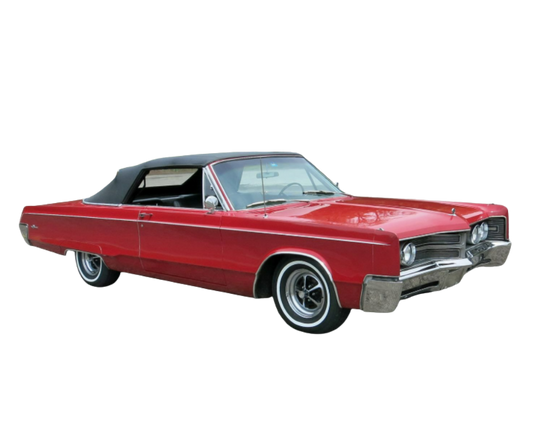 1969-1970 Chrysler 300, Newport, Dodge Polara, Plymouth Fury III, Sports Fury, Black/Black Crush Vinyl Convertible Top with Rear Plastic Window(Valance)