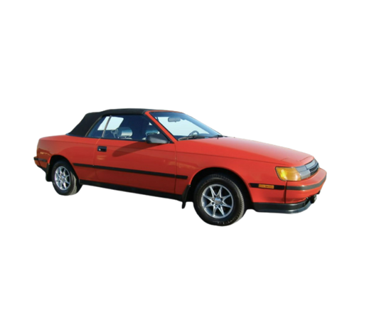 1987-1990 Toyota Celica Beige/BLK Stayfast Cloth Convertible Top w/Rear Plastic Window