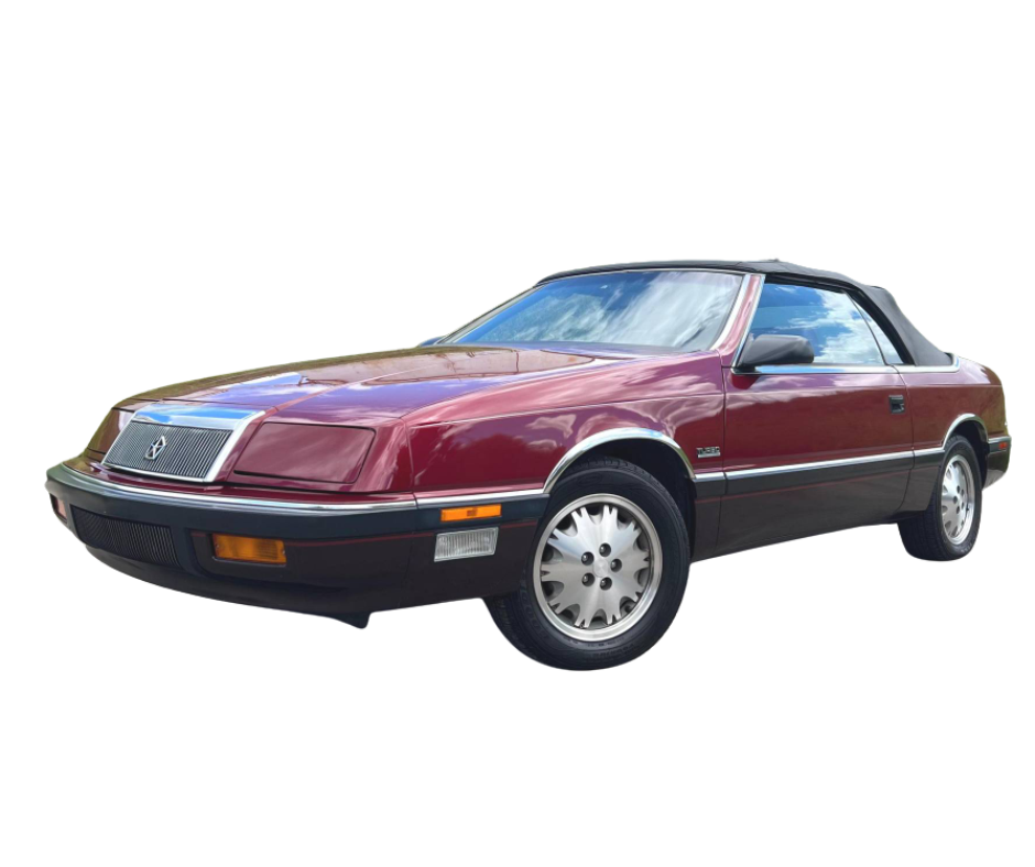 1987-1989 Chrysler LeBaron Buckskin/Black Pinpoint Vinyl Convertible Top with Rear Plastic Window(Valance)