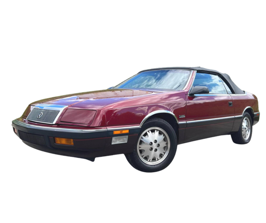 1987-1989 Chrysler LeBaron Black/Black Pinpoint Vinyl Convertible Top with Rear Plastic Window(Valance)