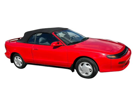 1991-1993 Toyota Celica Beige/BLK Stayfast Cloth Convertible Top With Pads w/Rear Plastic Window