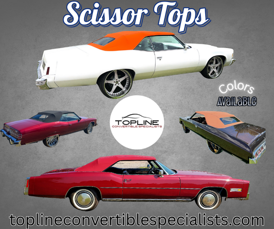 1971-1975 GM Scissor Top Black Pinpoint Vinyl  Convertible Top w/Tinted Defroster Back Glass